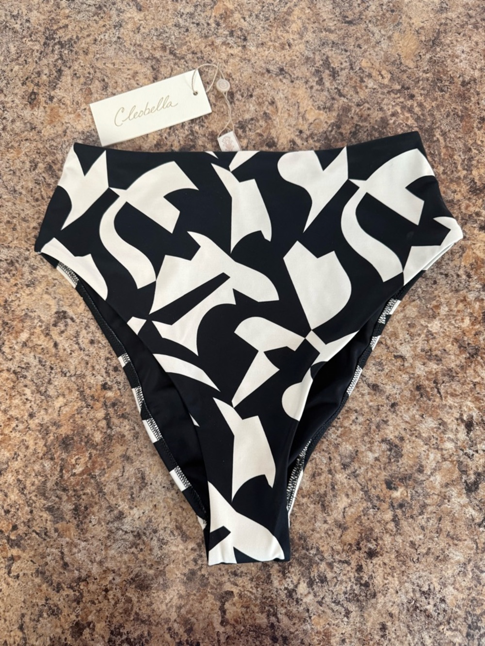 NWT Cleobella Kimber High Waisted Bikini Bottom Osaria Black White Size Small - Picture 4 of 7